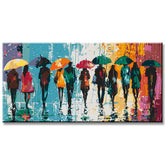 Painting by Numbers Panorama Abstract People with Umbrella I
